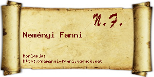 Neményi Fanni névjegykártya